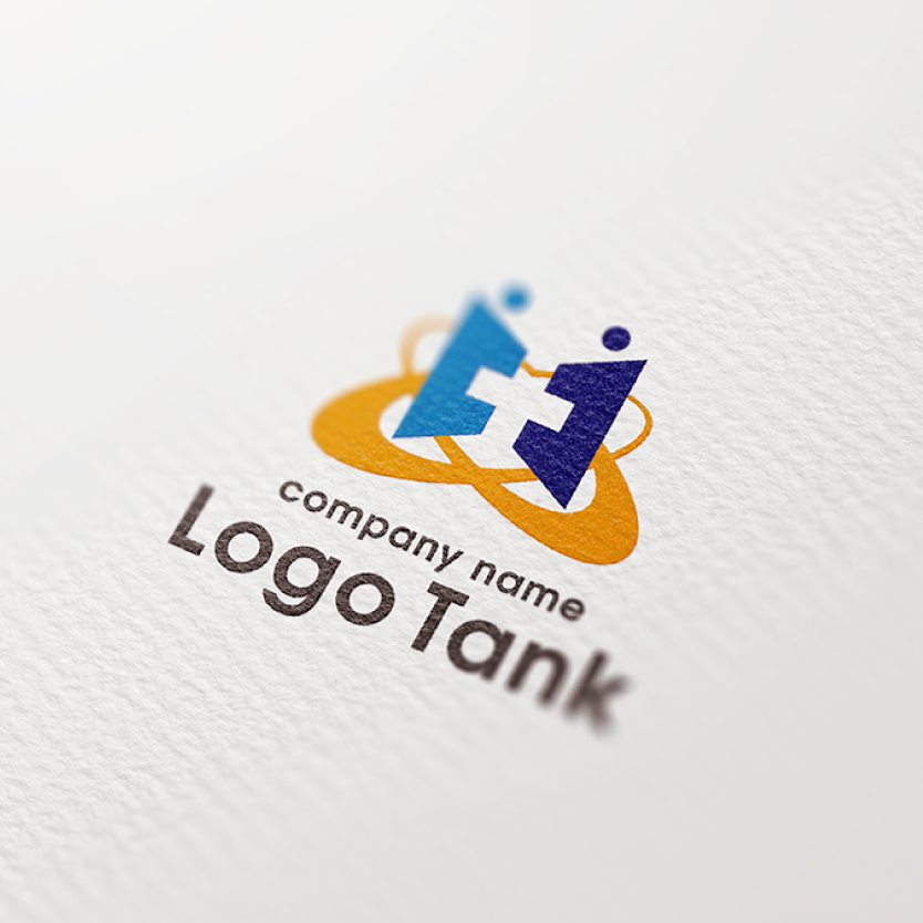 医療と成長発展 人/扉/医療/十字/未来/繋がり/成長/発展/リング/ナチュラル/シンプル/青/紺/オレンジ/病院/ハート/病院/ /,ロゴタンク,ロゴ,ロゴマーク,作成,制作