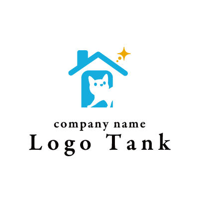 家と猫のシルエットをモチーフにしたロゴ