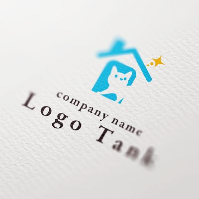 家と猫のシルエットをモチーフにしたロゴ