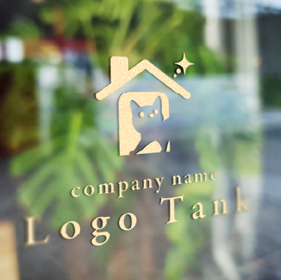 カッティングシート作成 | 家と猫のシルエットをモチーフにしたロゴ