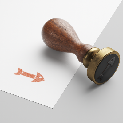 ゴム印・スタンプ作成 | 魚の骨のロゴ