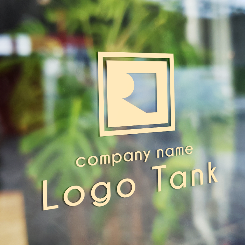 Rのシルエットロゴ R/家紋風/四角/縁/和風/モダン/シンプル/黒/赤/抽象的/ /,ロゴタンク,ロゴ,ロゴマーク,作成,制作