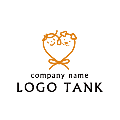 人とペットとハート・結び目をモチーフにしたロゴ