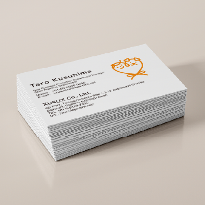 名刺・ショップカード作成 | 人とペットとハート・結び目をモチーフにしたロゴ