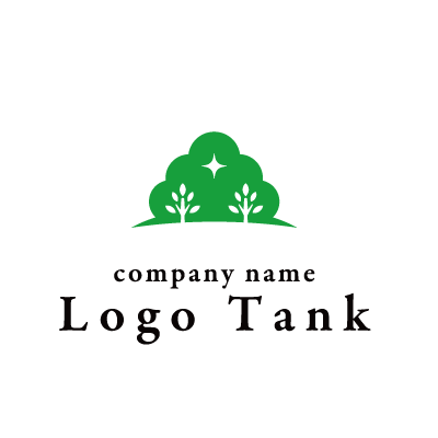 森の木々と丘の上、輝きをイメージしたロゴ