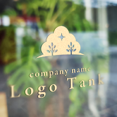 カッティングシート作成 | 森の木々と丘の上、輝きをイメージしたロゴ