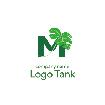 Mとモンステラの葉を融合させたロゴ