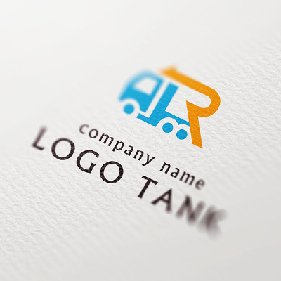 アルファベットのRと矢印、トラックをイメージしたロゴ