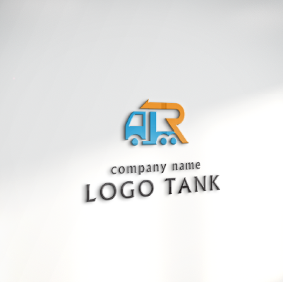 立体・カルプ看板作成 | アルファベットのRと矢印、トラックをイメージしたロゴ