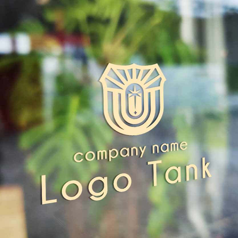 エンブレム風サンライズ エンブレム/U/日の出/サンライズ/ポジティブ/光/未来/黒/ライン/シンプル/クール/ /,ロゴタンク,ロゴ,ロゴマーク,作成,制作