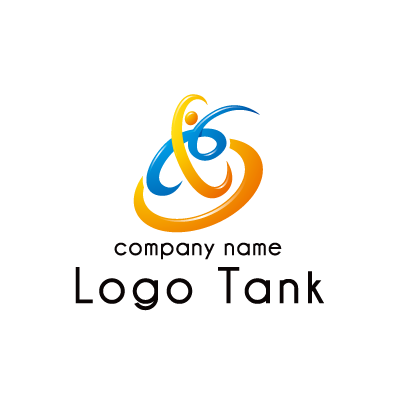  元気いっぱいジャンプする抽象的な人のロゴ ジャンプ / 躍動感 / 人物シンボル / 挑戦 / 成長 / 達成 / ポジティブ / エネルギー / ブルー / オレンジ / 身体の動き / アクティブ / スポーツ / モチベーション / 未来 / 上昇 / 動きのあるロゴ / 抽象人物 / スパイラル / 勢い /,ロゴタンク,ロゴ,ロゴマーク,作成,制作