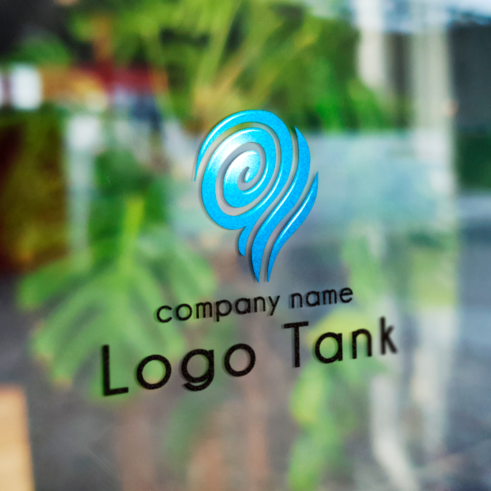 カッティングシート 作成 | 渦を巻く水の流れを抽象的に表現したロゴ