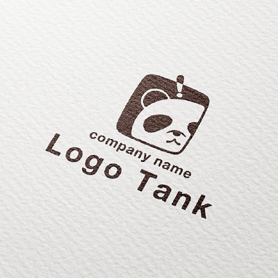 パンダとびっくりマークのロゴ