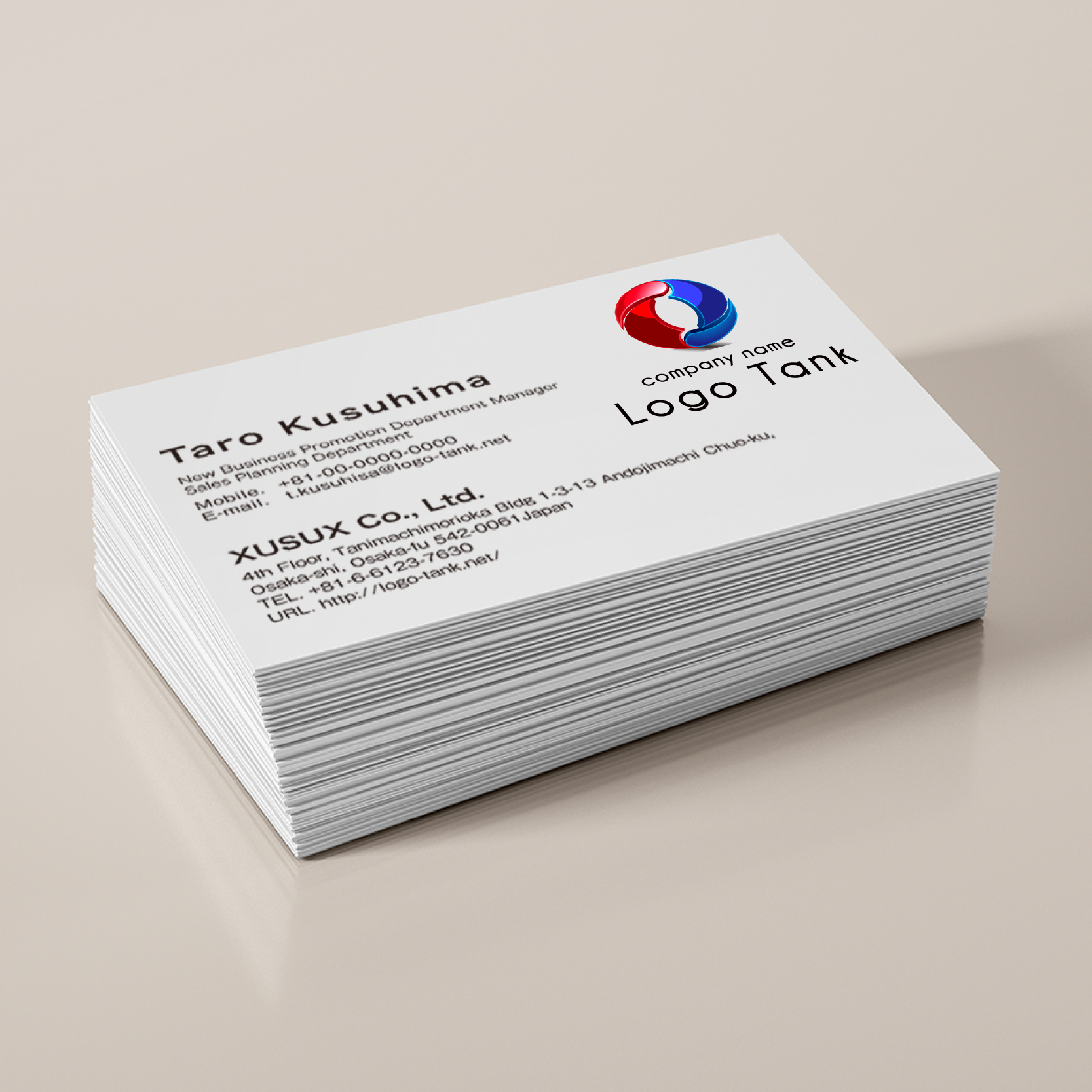 名刺・ショップカード 作成 | 赤と青のエネルギー、循環と発展