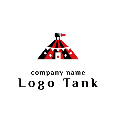 サーカスのテントとカトラリーをモチーフにしたロゴ