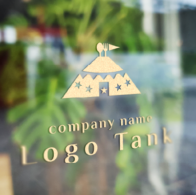 カッティングシート作成 | サーカスのテントとカトラリーをモチーフにしたロゴ