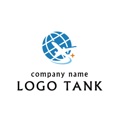 地球と飛行機をモチーフにしたロゴ