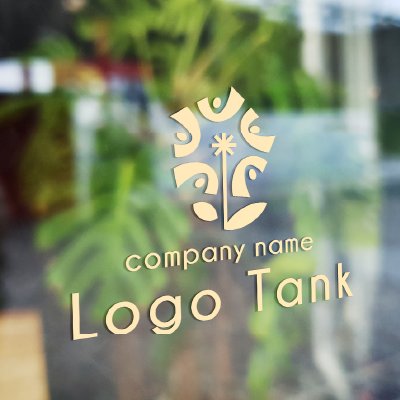 人との繋がりを表現したロゴ 人/繋がり/輪/花/ポジティブ/笑顔/愛情/温もり/安心/信頼/教育/福祉/クリニック/ /,ロゴタンク,ロゴ,ロゴマーク,作成,制作