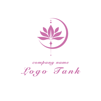  蓮の花と月 蓮/月/癒し/ヒーリング/花/生命力/サロン/クリニック/セラピー/ハス/ナチュラル/シンプル/女性/ /,ロゴタンク,ロゴ,ロゴマーク,作成,制作