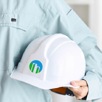 ヘルメット、ステッカー 作成 | ビルや建物のロゴ