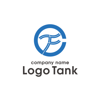 EとFの融合ロゴ（ブルー×円形）