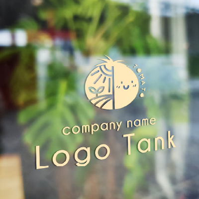 自然の恵みいっぱいのトマト トマト/自然/大地/太陽/農園/農家/TOMATO/ナチュラル/シンプル/キュート/ポップ/親しみ/ /,ロゴタンク,ロゴ,ロゴマーク,作成,制作