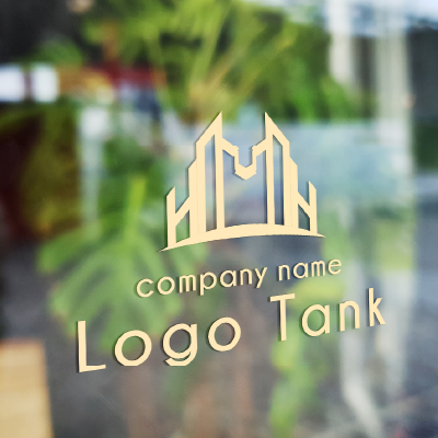 頂点を目指して取り組むH H/ライオン/建物/建築/不動産/ビル/強靭/クール/成長/頂点/キング/発展/ /,ロゴタンク,ロゴ,ロゴマーク,作成,制作