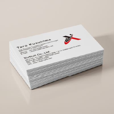 名刺・ショップカード作成 | アルファベットのX・3本の矢をモチーフにしたロゴ