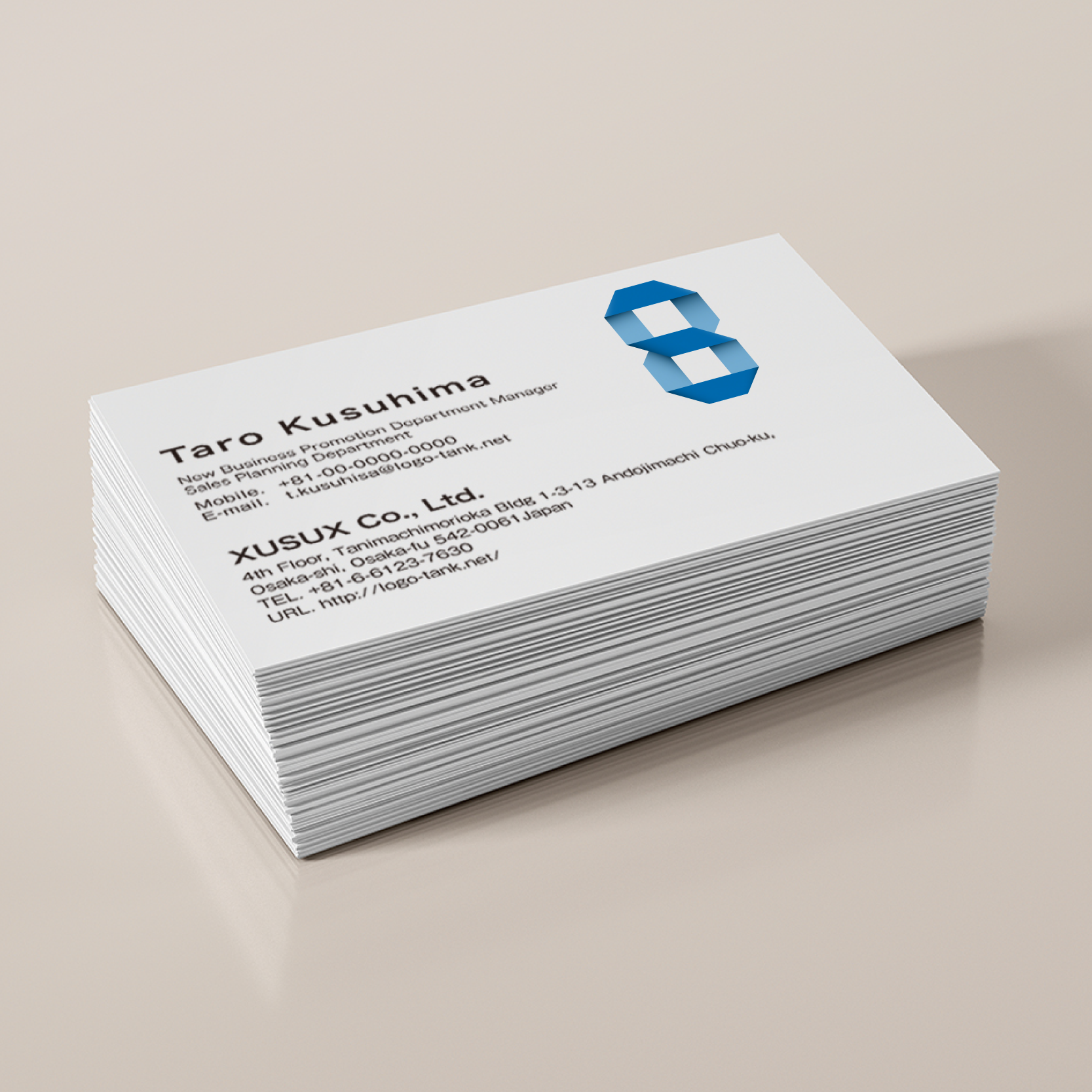 八角形を組み合わせた8のロゴ 八角形 / octagon / 8 / 数字 / グラデーション / ブルー / 青 /,ロゴタンク,ロゴ,ロゴマーク,作成,制作