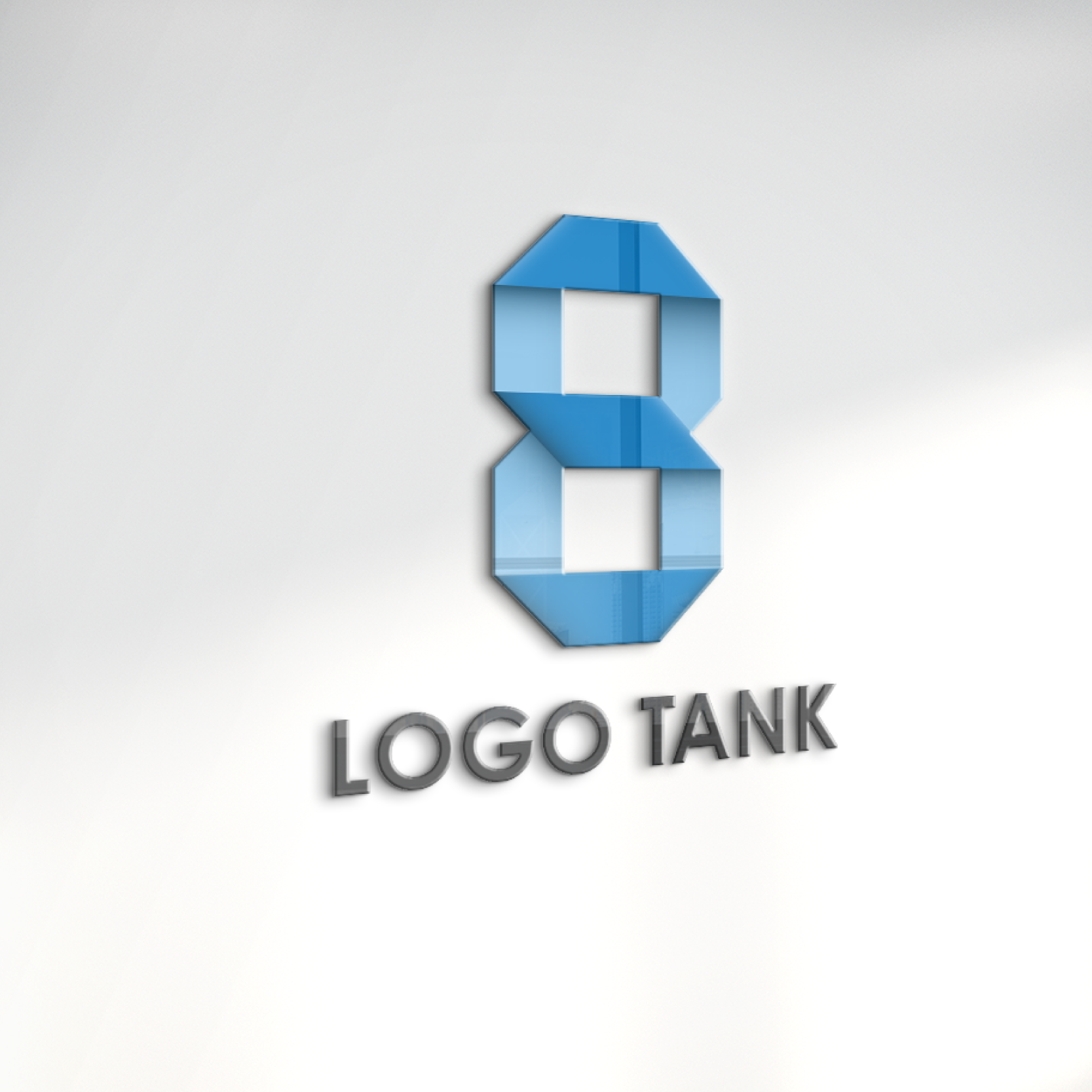 八角形を組み合わせた8のロゴ 八角形 / octagon / 8 / 数字 / グラデーション / ブルー / 青 /,ロゴタンク,ロゴ,ロゴマーク,作成,制作