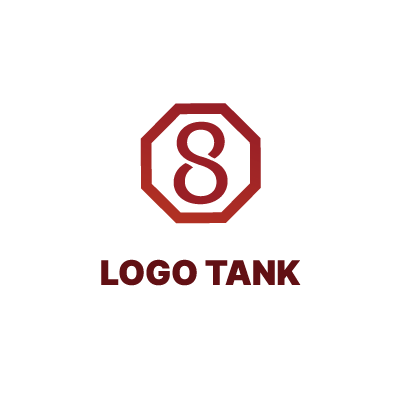 八角形フレーム内に配置した数字8ロゴ