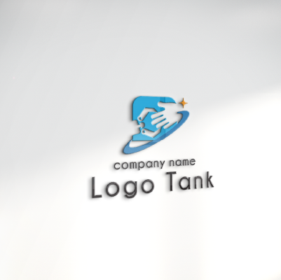 立体・カルプ看板作成 | 人と機械が手を取り合う様子をモチーフにしたロゴ