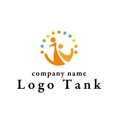 ひらがなの「え」をモチーフに人々が集まる様子をイメージしたロゴ