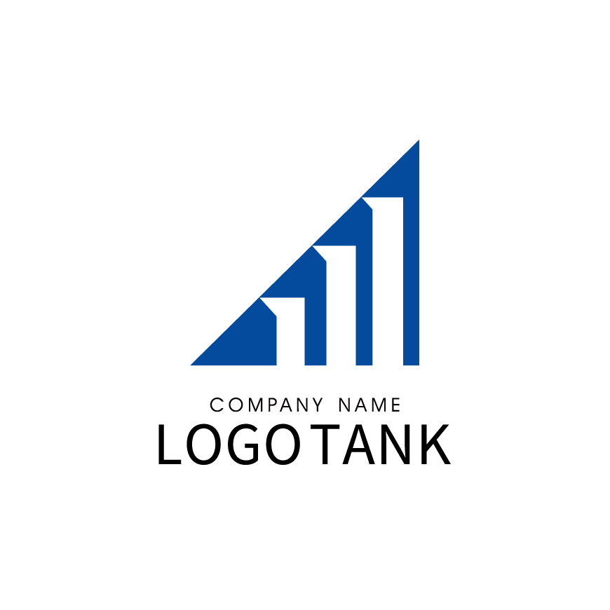 三角形と階段的なラインをモチーフにしたロゴ