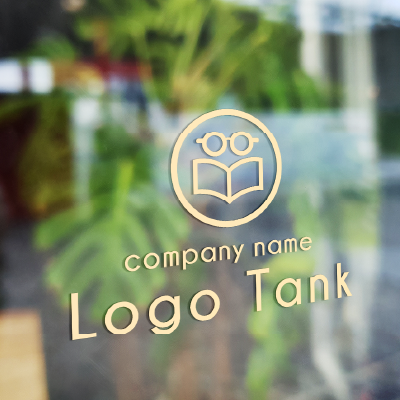 メガネと本 眼鏡/メガネ/本/書類/学習/資料/信頼/知性/親しみ/スクール/学習/士業/シンプル/キュート/ナチュラル/クール/教育/青/水色/ /,ロゴタンク,ロゴ,ロゴマーク,作成,制作