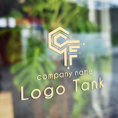 デジタル回路C・F C/F/TEC系/テクノロジーi半導体/回路/未来/先進的/ダイナミック/グラデーション/IT/ハイテク/デジタル/クール/技術/ネットワーク/ /,ロゴタンク,ロゴ,ロゴマーク,作成,制作