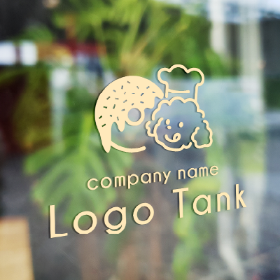 ワンだふるドーナツ♪ トイプードル/犬/ドーナツ/カフェ/ポップ/ナチュラル/キュート/フード/飲食/パン/看板犬/ /,ロゴタンク,ロゴ,ロゴマーク,作成,制作