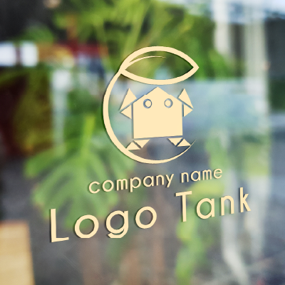 折り紙調のカエル カエル/蛙/幸運/財運/ラッキーアイテム/家/工務店/教育/ショップ/店舗/スクール/医院/クリニック/上昇/ジャンプ/瞬発力/飛躍/ポップ/キュート/親しみ/ナチュラル/ /,ロゴタンク,ロゴ,ロゴマーク,作成,制作