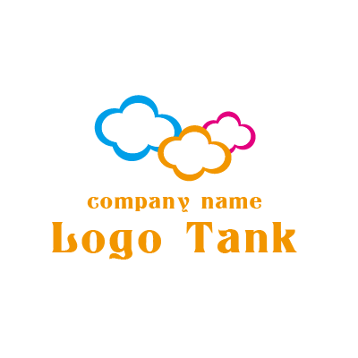 ほんわか雲のロゴマーク 雲 / ほんわか / スクール / 教室 / 教育 / オレンジ / 3つ / ブルー / ピンク / 作成 / デザイン / ロゴ / 制作 /,ロゴタンク,ロゴ,ロゴマーク,作成,制作
