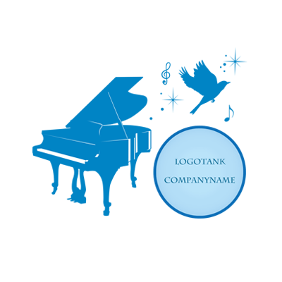 青い鳥とピアノのロゴ 鳥ロゴ /,ロゴタンク,ロゴ,ロゴマーク,作成,制作