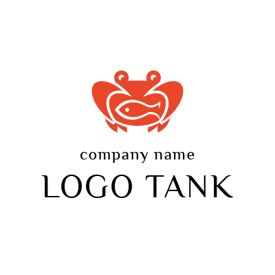 カニと魚のイラストロゴマーク ロゴタンク 企業 店舗ロゴ シンボルマーク格安作成販売