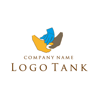 三者がてを繋ぐロゴ ロゴタンク 企業 店舗ロゴ シンボルマーク格安作成販売