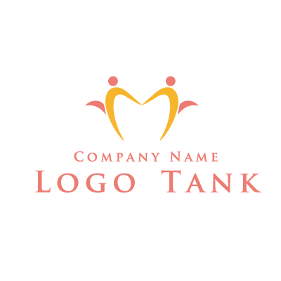 Mと人が手を繋ぐロゴ ロゴタンク 企業 店舗ロゴ シンボルマーク格安作成販売
