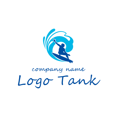 サーファーと波しぶきのロゴマーク ロゴタンク 企業 店舗ロゴ シンボルマーク格安作成販売