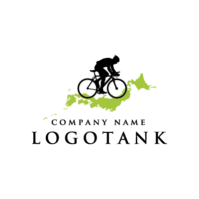 ロードバイクと日本列島のロゴ ロゴタンク 企業 店舗ロゴ シンボルマーク格安作成販売