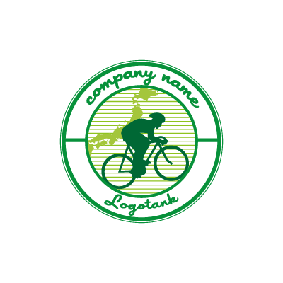 日本列島とロードバイクのロゴ ロゴタンク 企業 店舗ロゴ シンボルマーク格安作成販売