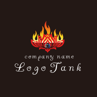 炎と蓮の情熱ロゴ ロゴタンク 企業 店舗ロゴ シンボルマーク格安作成販売