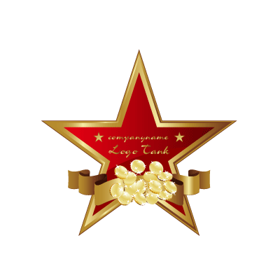 星と金貨のゴージャスロゴ ロゴタンク 企業 店舗ロゴ シンボルマーク格安作成販売