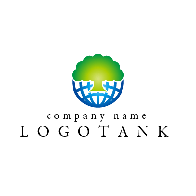 地球と木のロゴマーク ロゴタンク 企業 店舗ロゴ シンボルマーク格安作成販売