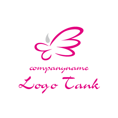 ピンクの蝶のロゴ
